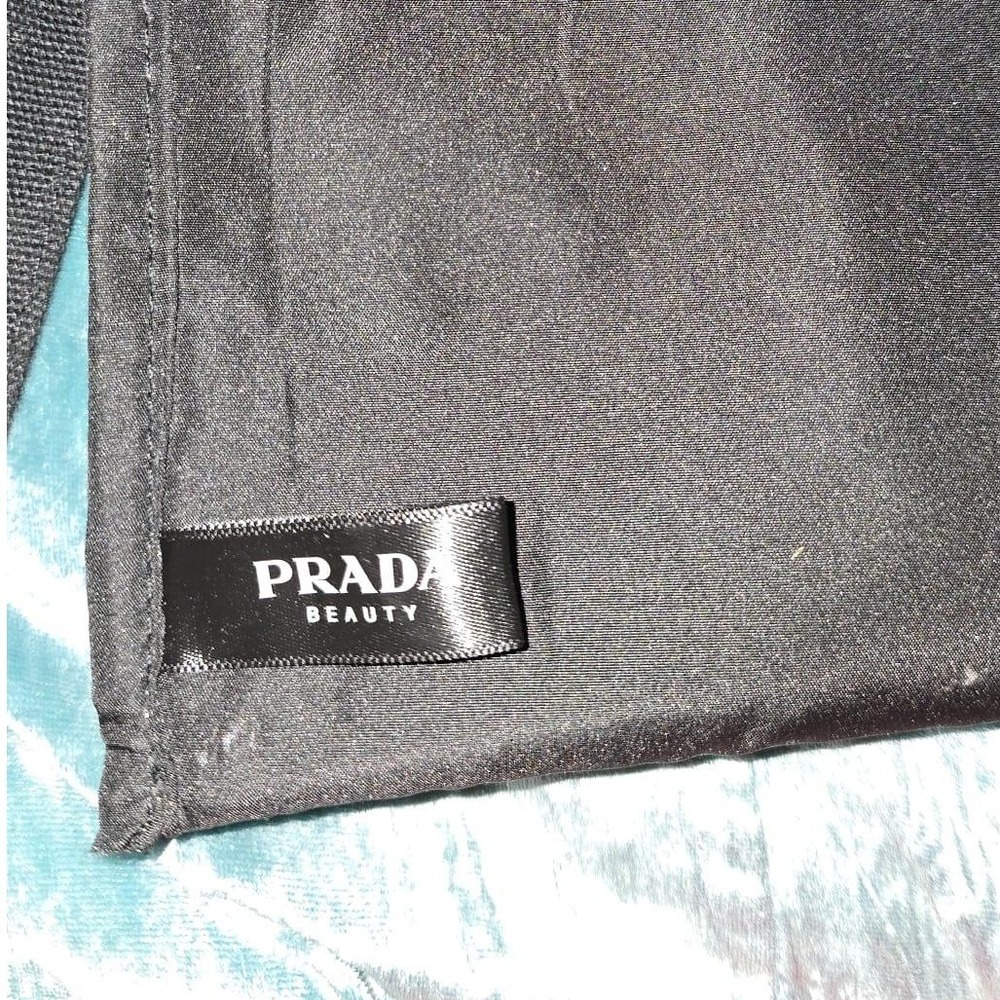 Prada Beauty Tote Bag Sage Green Canvas - Black Lining w/Inside Pocket - Picture 4 of 7